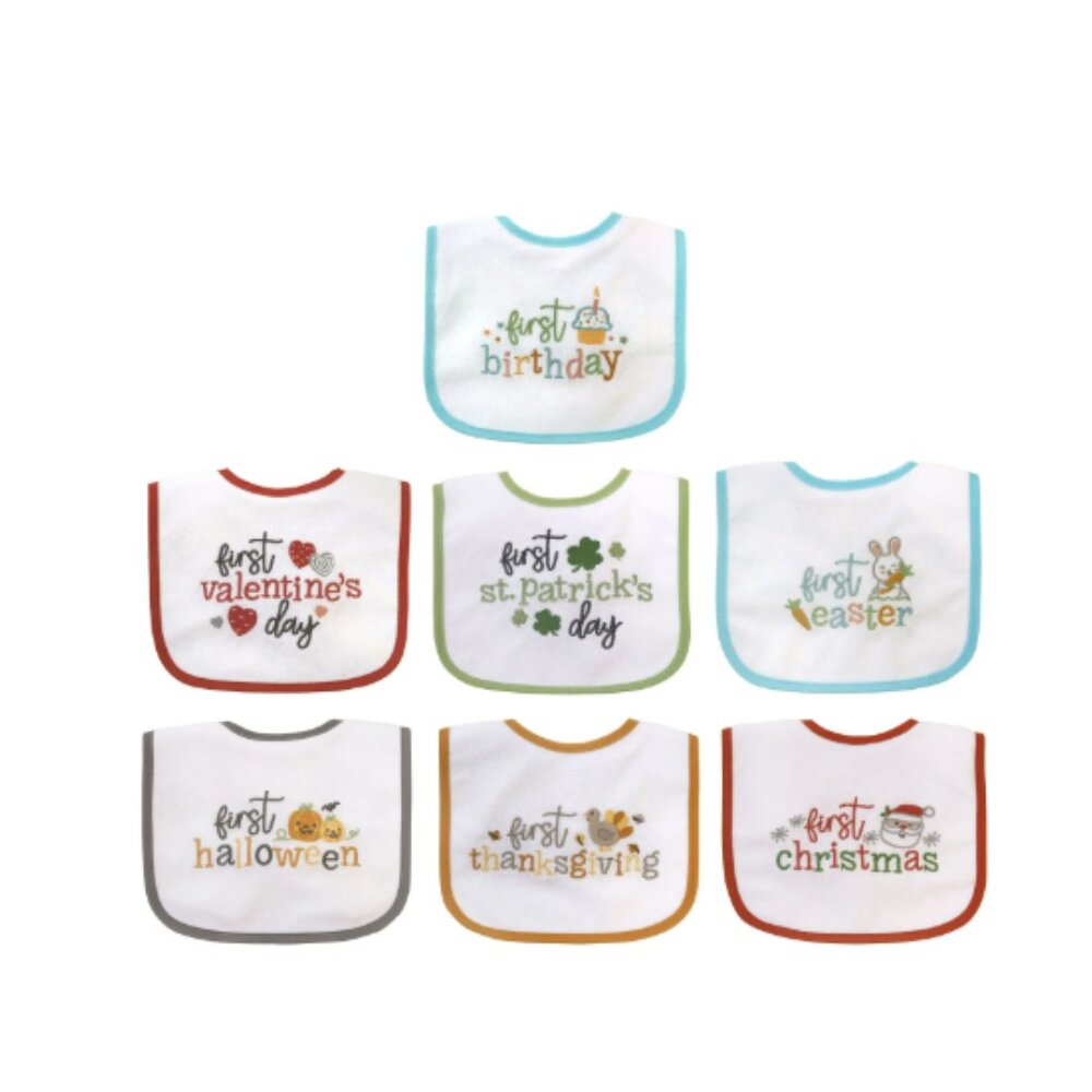My First Holiday Bibs- 7 Pack Unisex